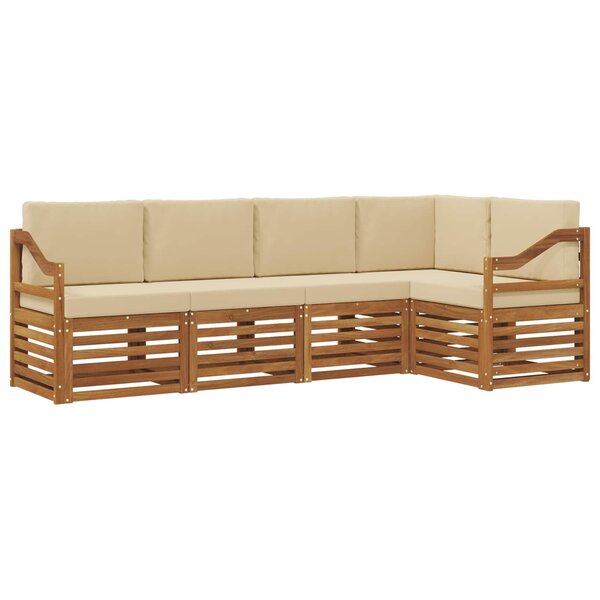 vidaXL Ensemble de canapés d'extérieur 5 pc Naturel et Beige Polyester