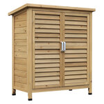 Armoire de jardin abri jardin remise pour outils sur pied dim. 87L x 46l x 96H cm étagère portes persiennes toit bitumé bois sapin autoclave vert