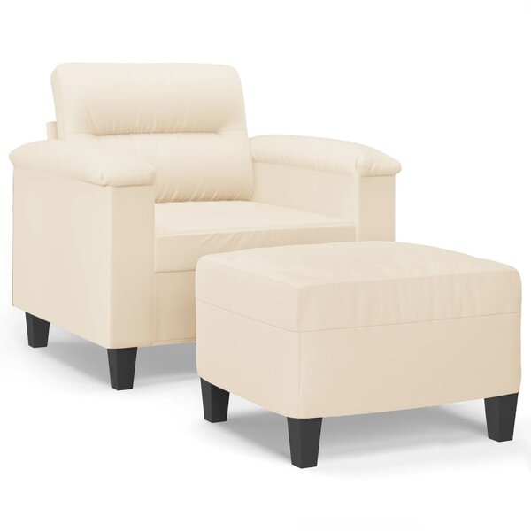 vidaXL Fauteuil avec repose-pied Beige 60 cm Tissu microfibre