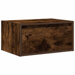vidaXL Table de chevet murale avec lumières LED chêne fumé