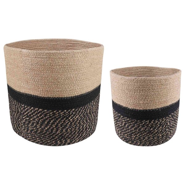 vidaXL Ensemble de Pots à Plantes 2 Pièces Naturel et noir Ø 28 x 28 cm