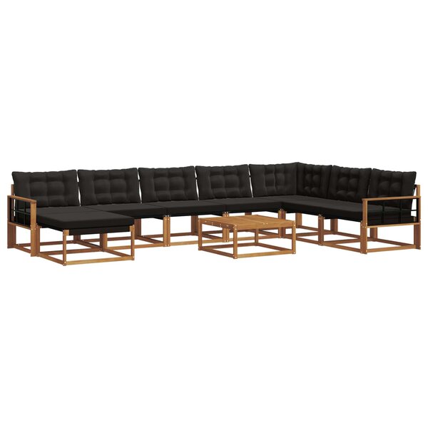 vidaXL Ensemble de canapés d'extérieur 9 Pièces Naturel et Noir