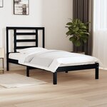 vidaXL Cadre de lit sans matelas noir 100x200 cm bois massif de pin