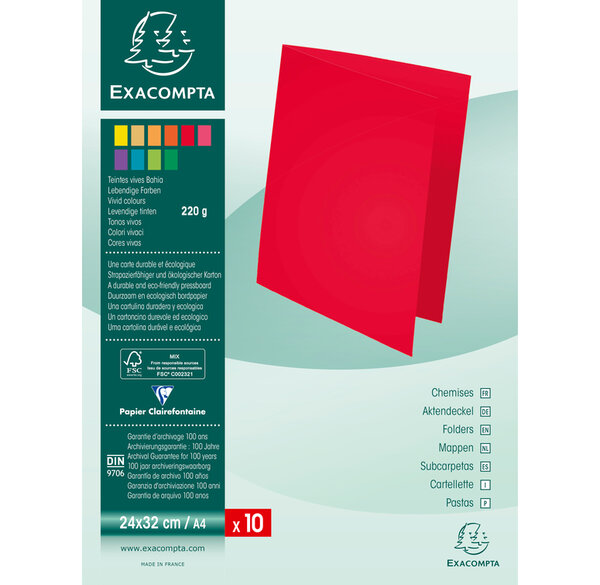 Paquet de 10 chemises ROCK''S 220 - 24x32cm x 10 EXACOMPTA