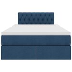 vidaXL Lit de rangement LED avec matelas Bleu 120 x 190 cm Tissu