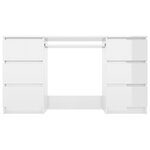 Bureau table poste de travail meuble d'ordinateur informatique étude brillant 140 x 50 x 77 cm bois d'ingénierie blanc 02_0023549