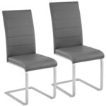 Lot de 2 chaises de salle à manger salon cuisine design gris 1908015