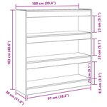 vidaXL Cabinet à livres/Cloison Chêne Noir 100x30x103cm Bois d'ingénierie