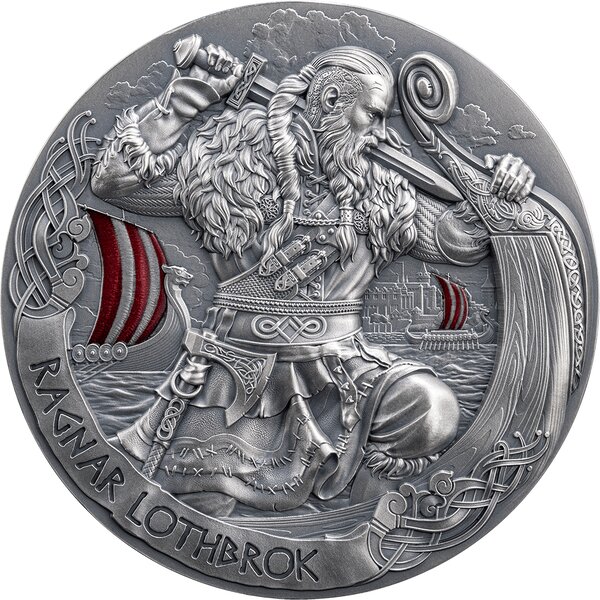 RAGNAR LOTHBROK The Way to Valhalla 2 Oz Silver Coin 2000 Francs Cameroon 2024