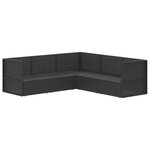 vidaXL Salon de jardin 5 Pièces avec coussins Noir Résine tressée