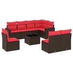 vidaXL Salon de jardin avec coussins 9 Pièces marron résine tressée