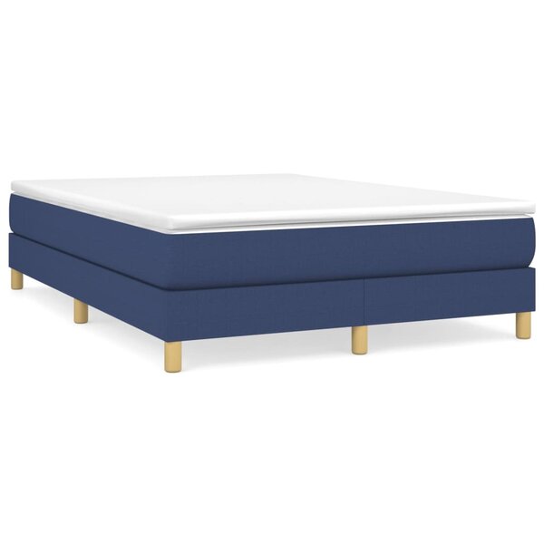 vidaXL Sommier à lattes de lit avec matelas Bleu 140x190 cm Tissu