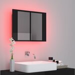 vidaXL Armoire à miroir de bain à LED Noir brillant Acrylique