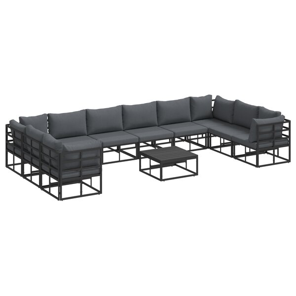 vidaXL Ensemble de canapé de jardin 11 Pièces Noir 70 x 70 x 32 cm