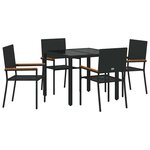 vidaXL Ensemble de salle à manger pour jardin 5 Pièces Noir polyrotin