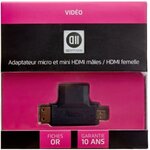 Adaptateur D2 Diffusion Micro HDMI mâle (Type D) et Mini HDMI mâle (Type C) vers HDMI femelle (Type A) (Noir)