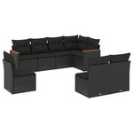 vidaXL Salon de jardin 8 Pièces avec coussins noir résine tressée