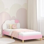 vidaXL Cadre de lit pour enfants avec tête de lit Rose 90 x 200 cm PU