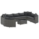 vidaXL Salon de jardin avec coussins 10 Pièces gris résine tressée