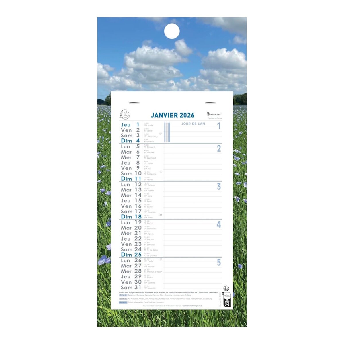 Calendrier Mural 2026 - 14 Mois - 27 X 21 Cm - Or Et Rouge - Beaux-Arts Et Loisirs Créatifs