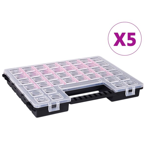 Vidaxl boîtes d'assortiment 5 pcs 385x283x50 mm plastique