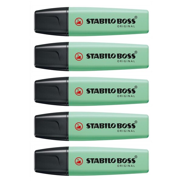 Surligneur BOSS ORIGINAL Pastel Pointe Biseautée 2 - 5 mm Vert pastel x 5 STABILO