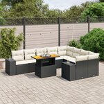 vidaXL Salon de jardin 10 Pièces avec coussins noir résine tressée