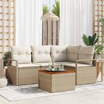 vidaXL Ensemble de canapé de jardin 5 Pièces Beige  blanc