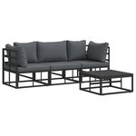 vidaXL Ensemble de canapé de jardin 4 Pièces Noir 70 x 70 x 32 cm