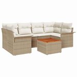 vidaXL Ensemble de canapé de jardin 7 Pièces Beige Poly rotin