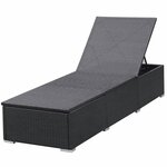 vidaXL Chaises longues avec coussins lot de 2 Résine tressée Noir