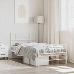 vidaXL Cadre de lit métal avec tête de lit/pied de lit blanc 90x190 cm