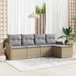 vidaXL Ensemble de canapé de jardin 5 Pièces Beige Poly rotin