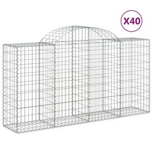 vidaXL Paniers à gabions arqués 40 Pièces 200x50x100/120 cm fer galvanisé