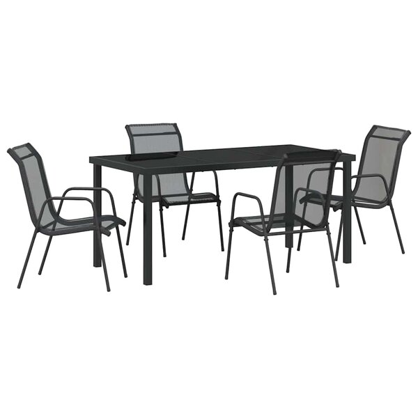 vidaXL Ensemble de salle à manger pour jardin 5 Pièces Noir
