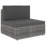 vidaXL Salon de jardin 9 Pièces avec coussins Gris Résine tressée
