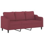 vidaXL Ensemble de canapés 3 Pièces avec coussins rouge bordeaux tissu