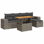 vidaXL Salon de jardin avec coussins 6 Pièces gris résine tressée acacia