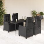 vidaXL Ensemble à manger de jardin coussins 5Pièces Noir Résine tressée