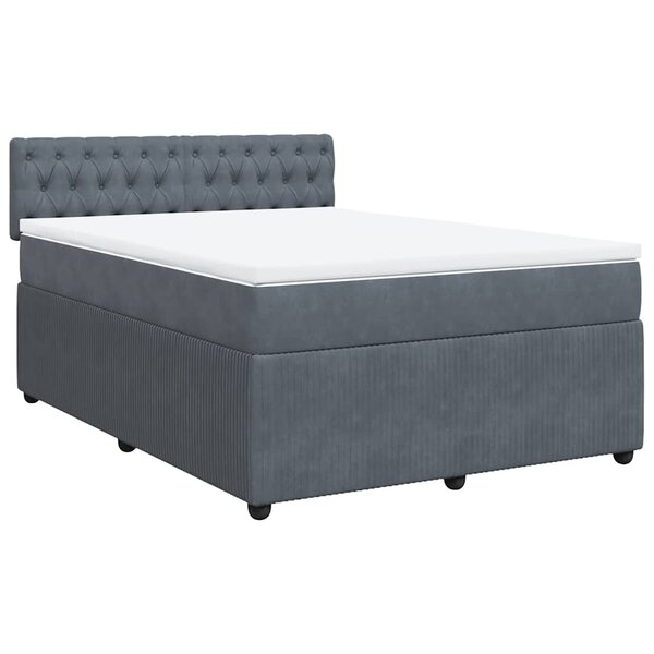 vidaXL Sommier à lattes de lit et matelas Gris foncé 140x190cm Velours