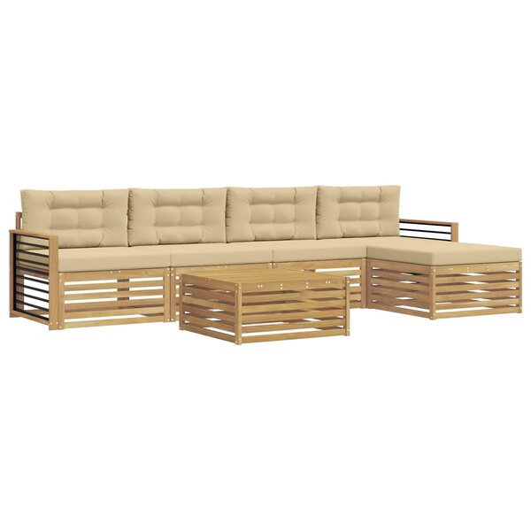 vidaXL Ensemble de canapés d'extérieur 7 pc Blanc et Beige Polyester