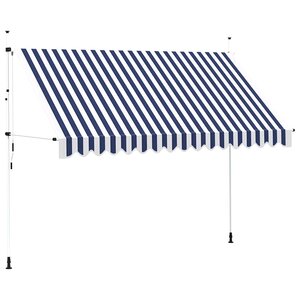 vidaXL Auvent rétractable manuel 350 cm Rayures bleues et blanches