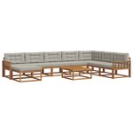 vidaXL Ensemble de canapés d'extérieur 9 Pièces Gris Naturel et Clair