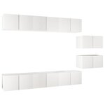 vidaXL Meubles TV 8 Pièces Blanc Bois d'ingénierie
