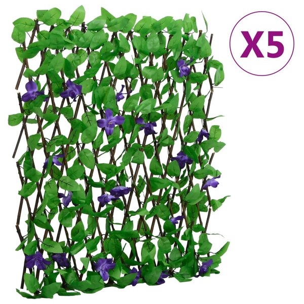 vidaXL Treillis de lierre artificiel extensible 5 Pièces vert 180x70 cm
