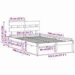 vidaXL Cadre de lit Marron 140 x 190 cm Bois de pin massif