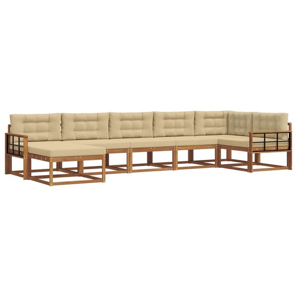 vidaXL Ensemble de canapés d'extérieur 7 Pièces Naturel et Beige