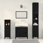 vidaXL Ensemble de meubles de salle de bain 3 pièces en chêne noir en bois aggloméré