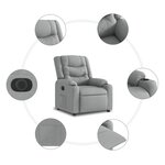 vidaXL Fauteuil inclinable électrique gris clair tissu