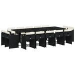 vidaXL Ensemble à manger de jardin 15 Pièces coussins noir résine tressée